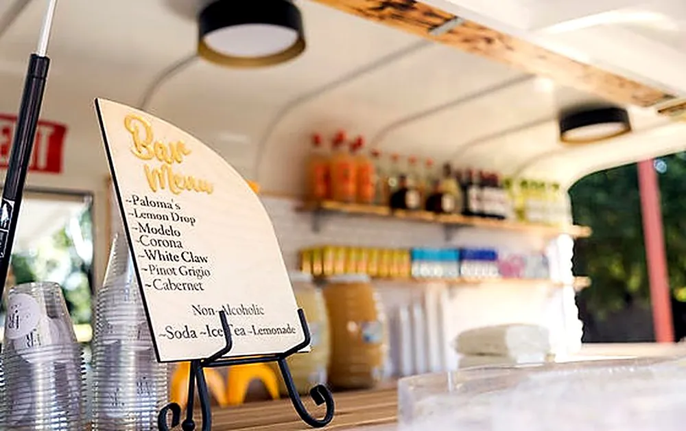Custom bar menu sign on the counter